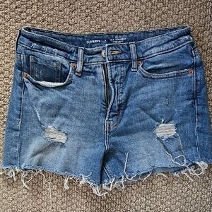 Old Navy Women's High Rise Distressed Blue Jean Shorts, Size 6